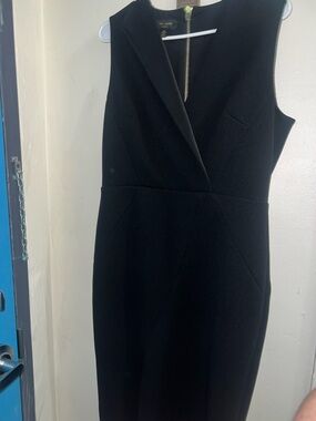 Ted Baker Black Sleeveless V-Neck Midi Sheath Dress